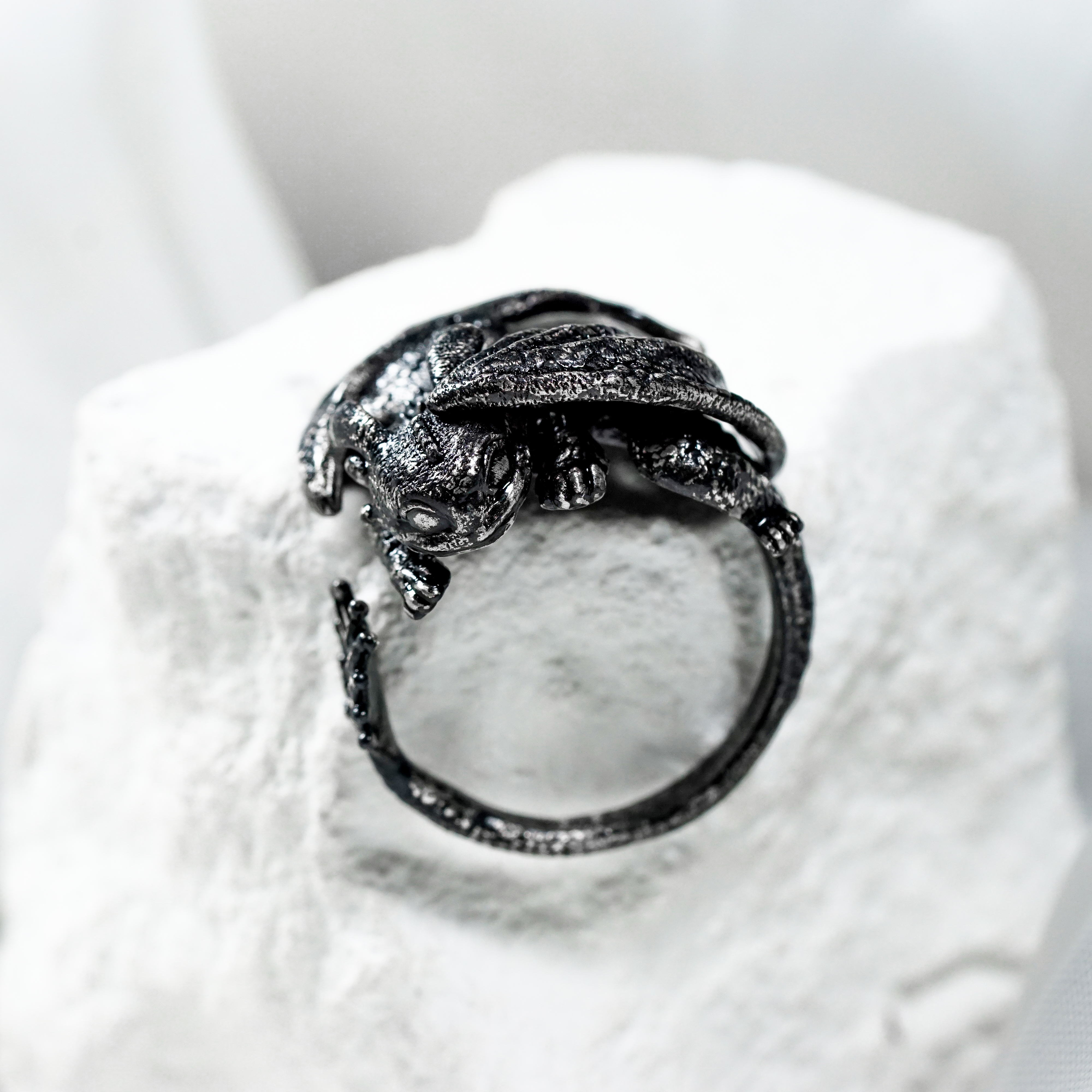 How to Train Your Dragon Ring, Toothless Dragon Ring, Night Fury Ring, How to Train Your Dragon Ring, Adjustable Dark Dragon Ring, Handmade How to Train Your Dragon Jewelry in Black Plated