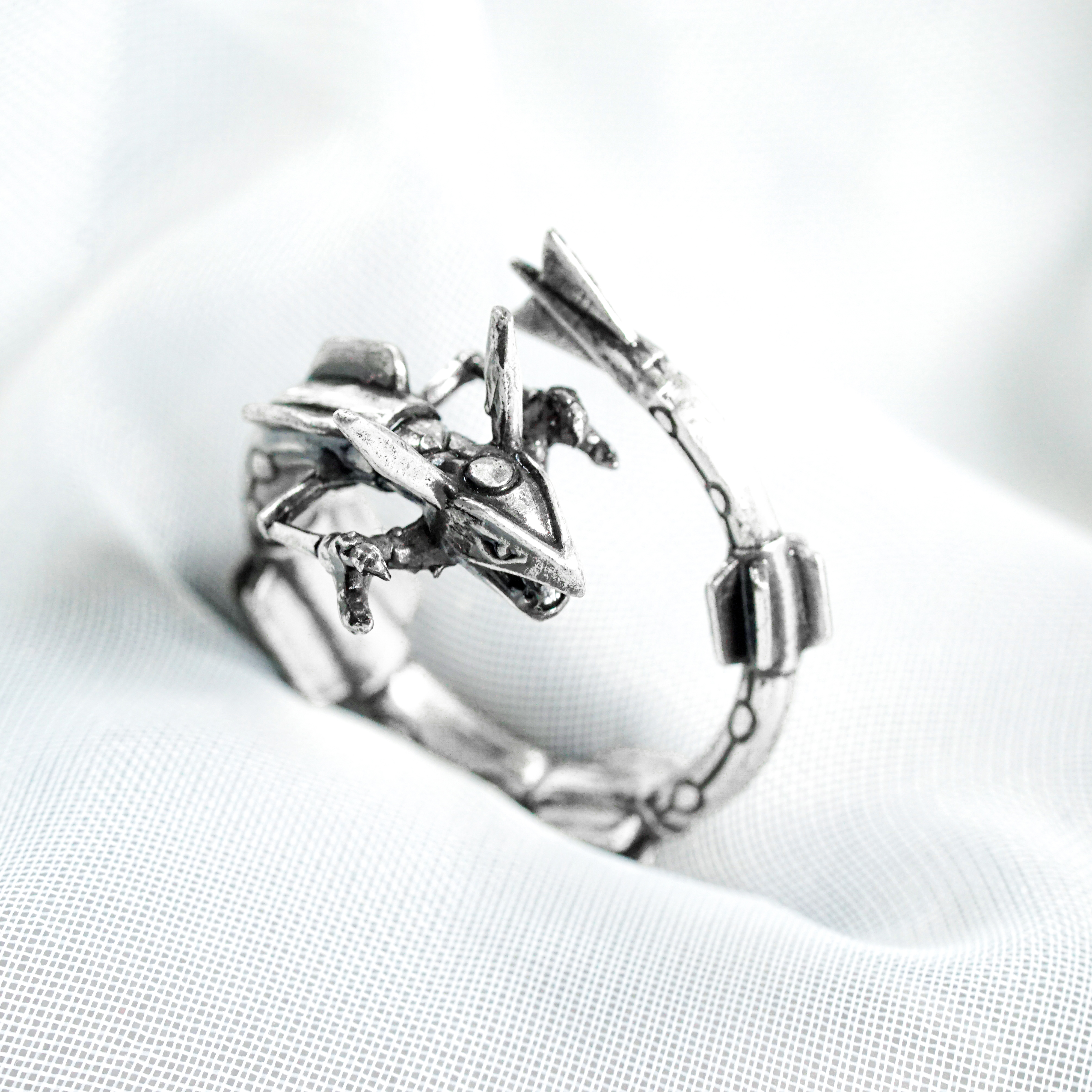 Pokemon Rayquaza Custom Signet Ring, Silver 950 Wrapped Rayquaza Ring with Pokeball Box, Perfect Pokemon Jewelry Gift for Fans