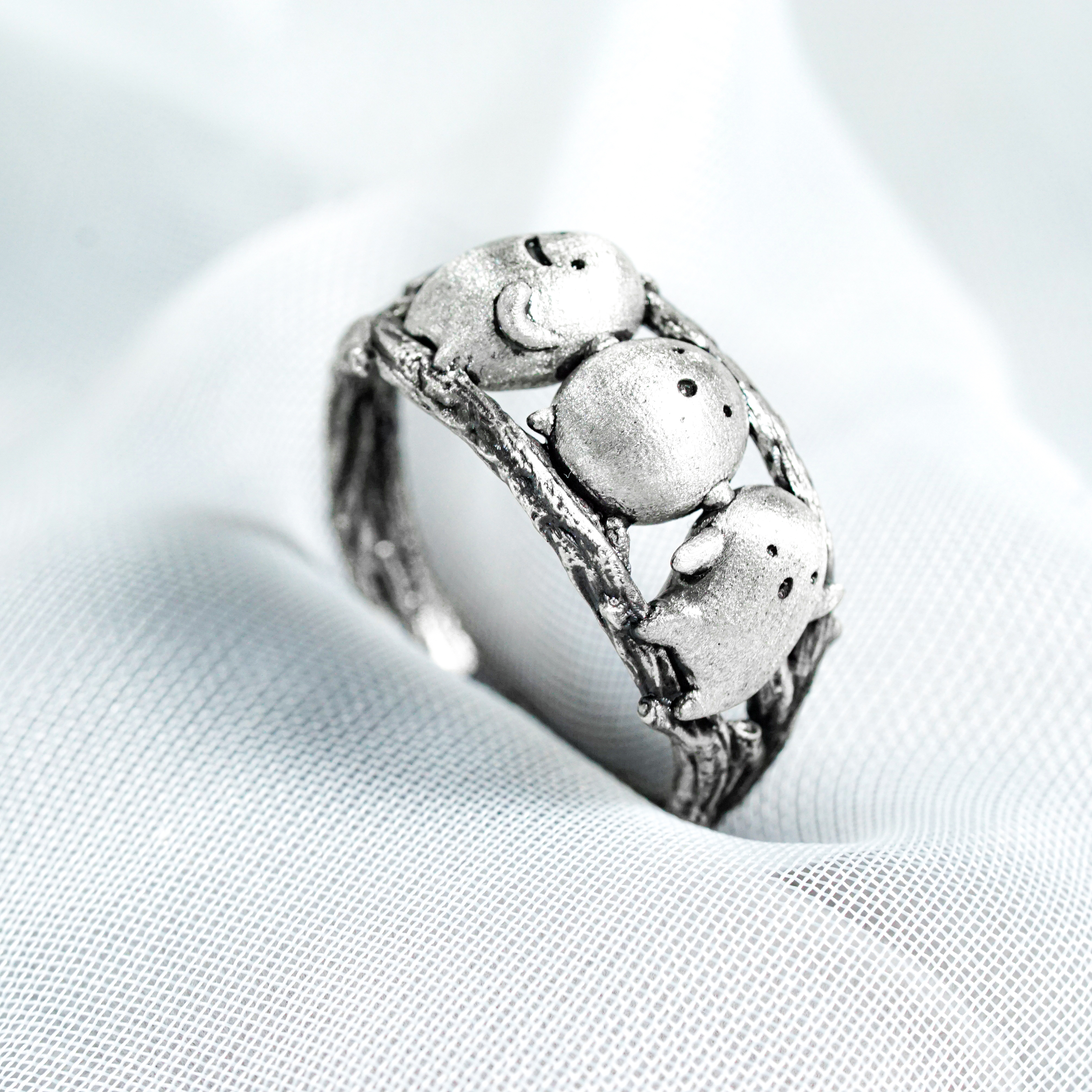 The Boy and the Heron-Inspired Warawara Ring, Custom 950 Silver Ring for Warawara Fans