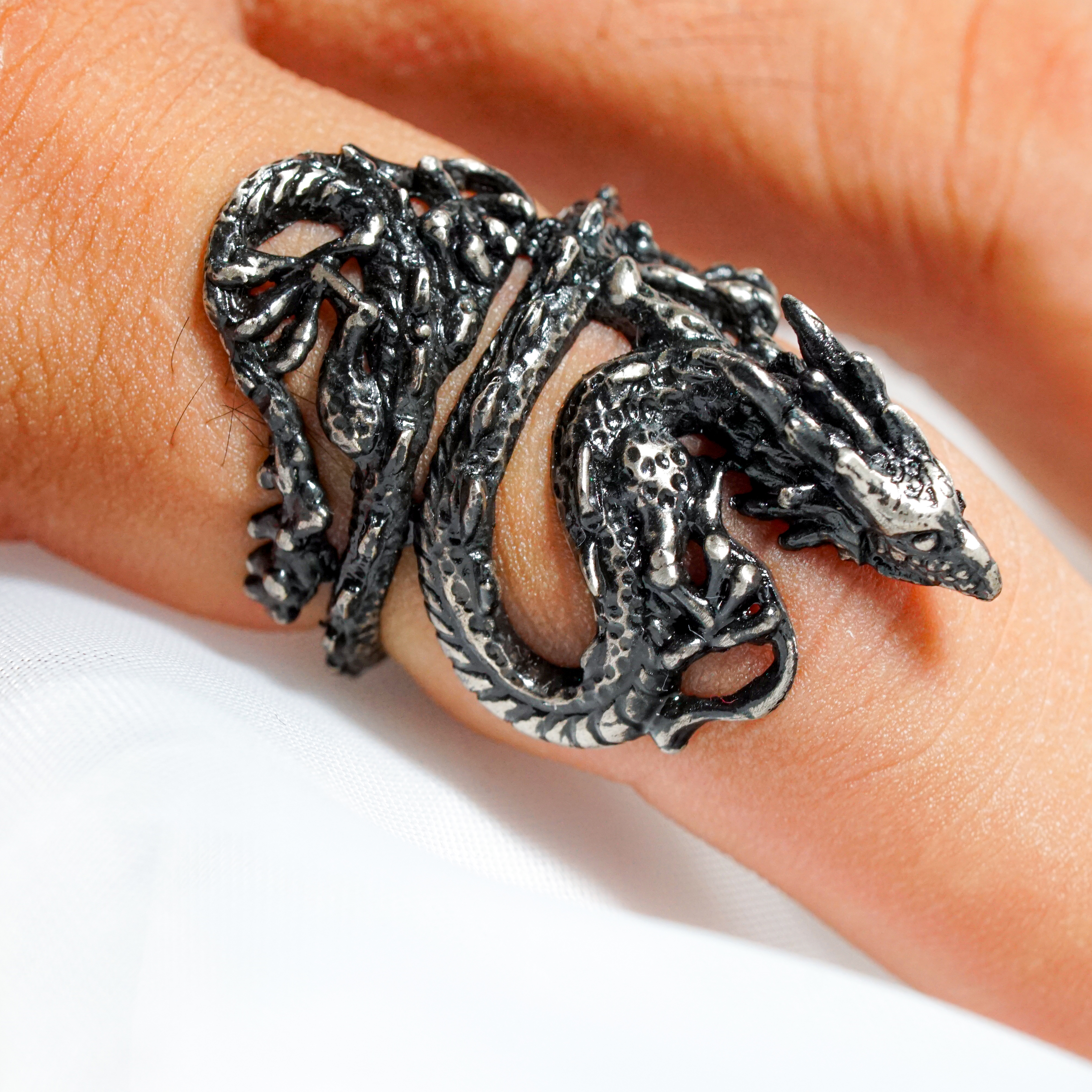 Neydra Dragon Silver Ring, Handmade 950 Silver Legend of Zelda Jewelry, Tears of the Kingdom Neydra Custom Ring